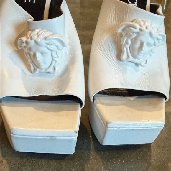 Authentic Versace White platform Mules with Medusa Detail - Picture 5 of 9